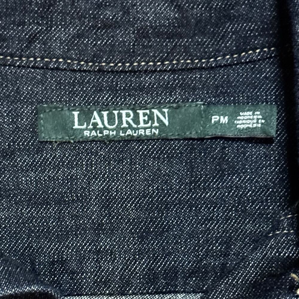 Lauren Ralph Lauren Denim Shift Johnny Collar Short Sleeve Shirt Dress Petite PM - Picture 11 of 15